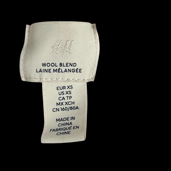 H&M Beige Cable Knit 1/4 Zip Cropped Sweater Sz XS Wool Oversized Ski Boho Snow - Picture 3 of 7